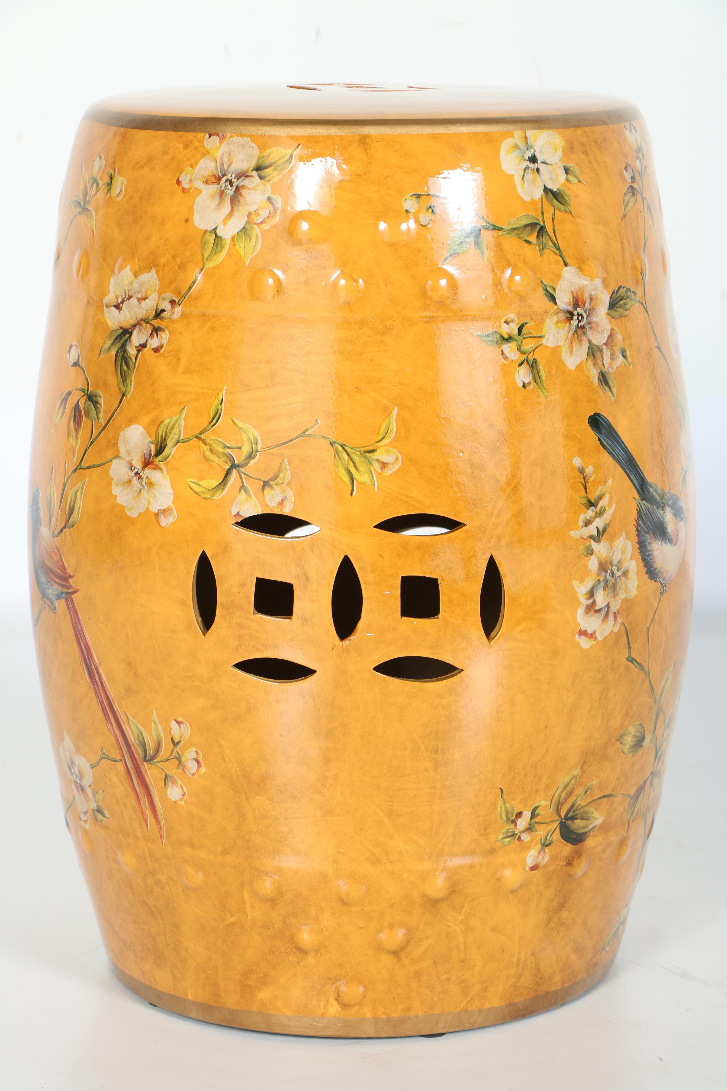 Chinese Orange Ceramic Garden Stool