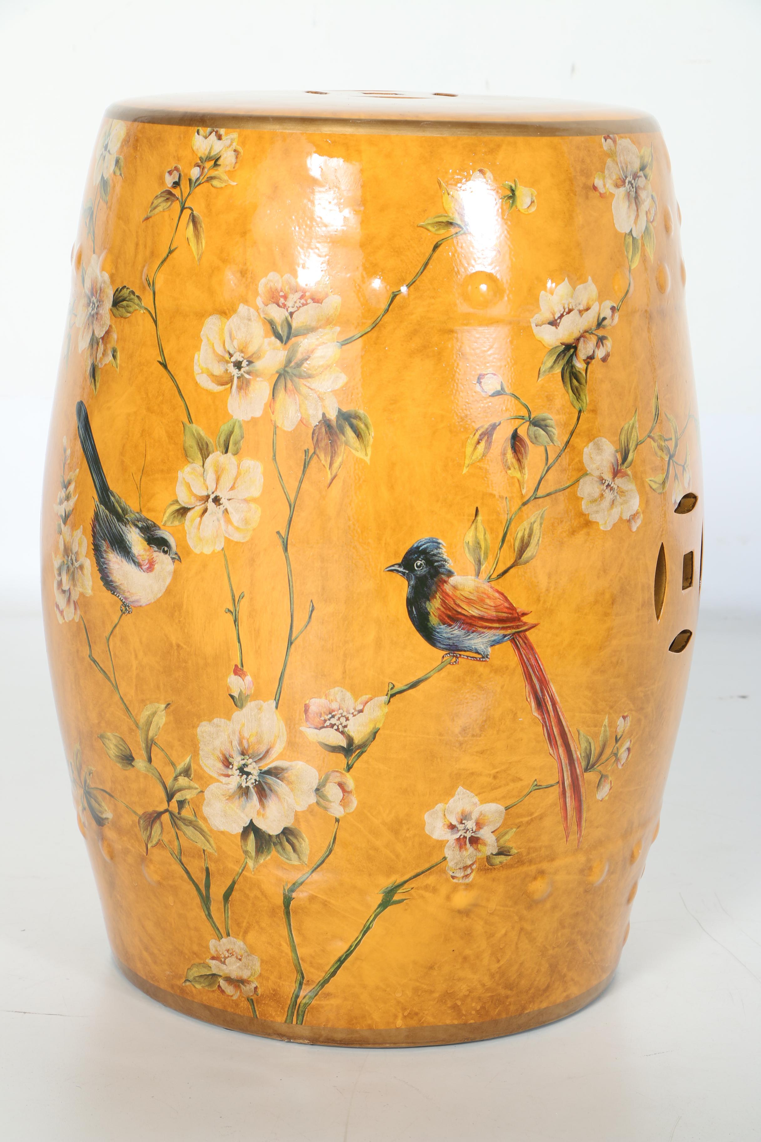 Chinese Orange Ceramic Garden Stool