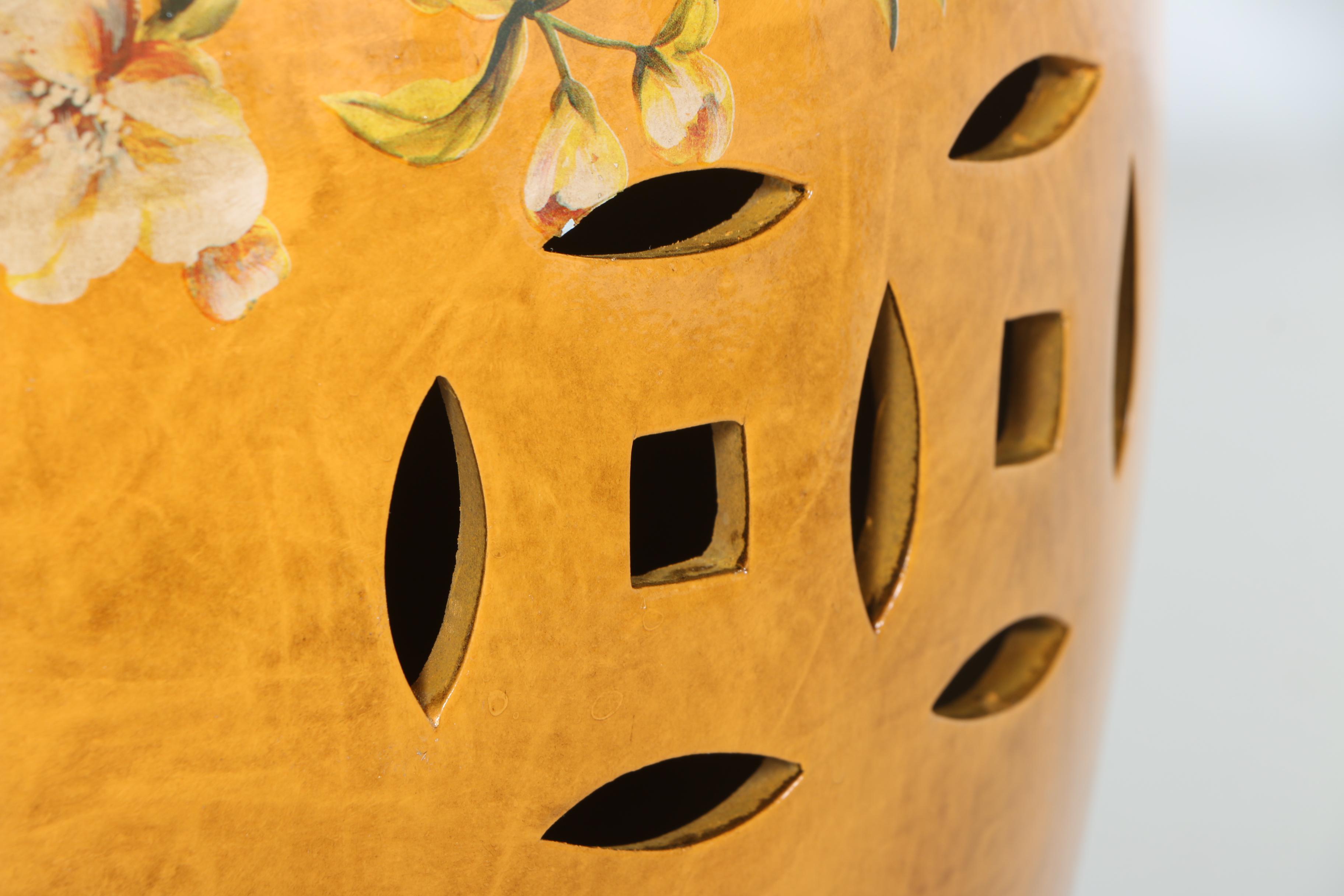 Chinese Orange Ceramic Garden Stool