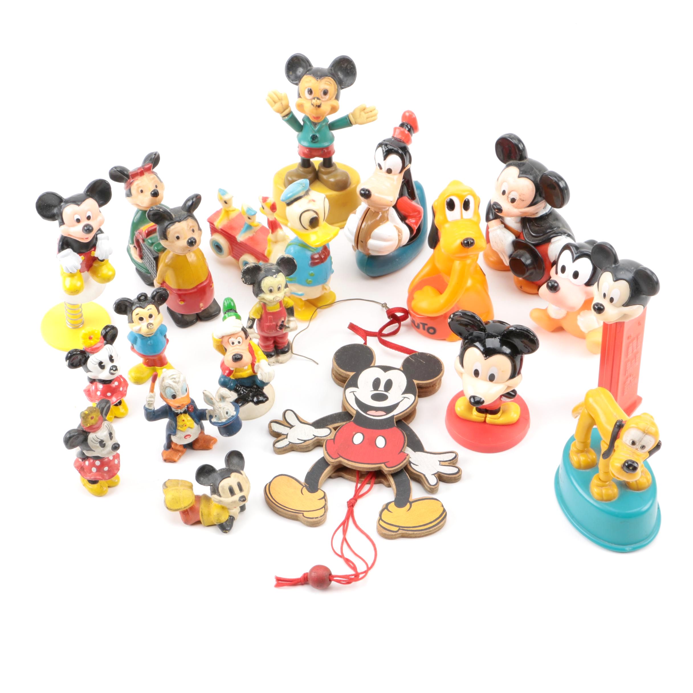 Assortment of Disney Plastic Figurines including Mickey, Minnie, Donald and More