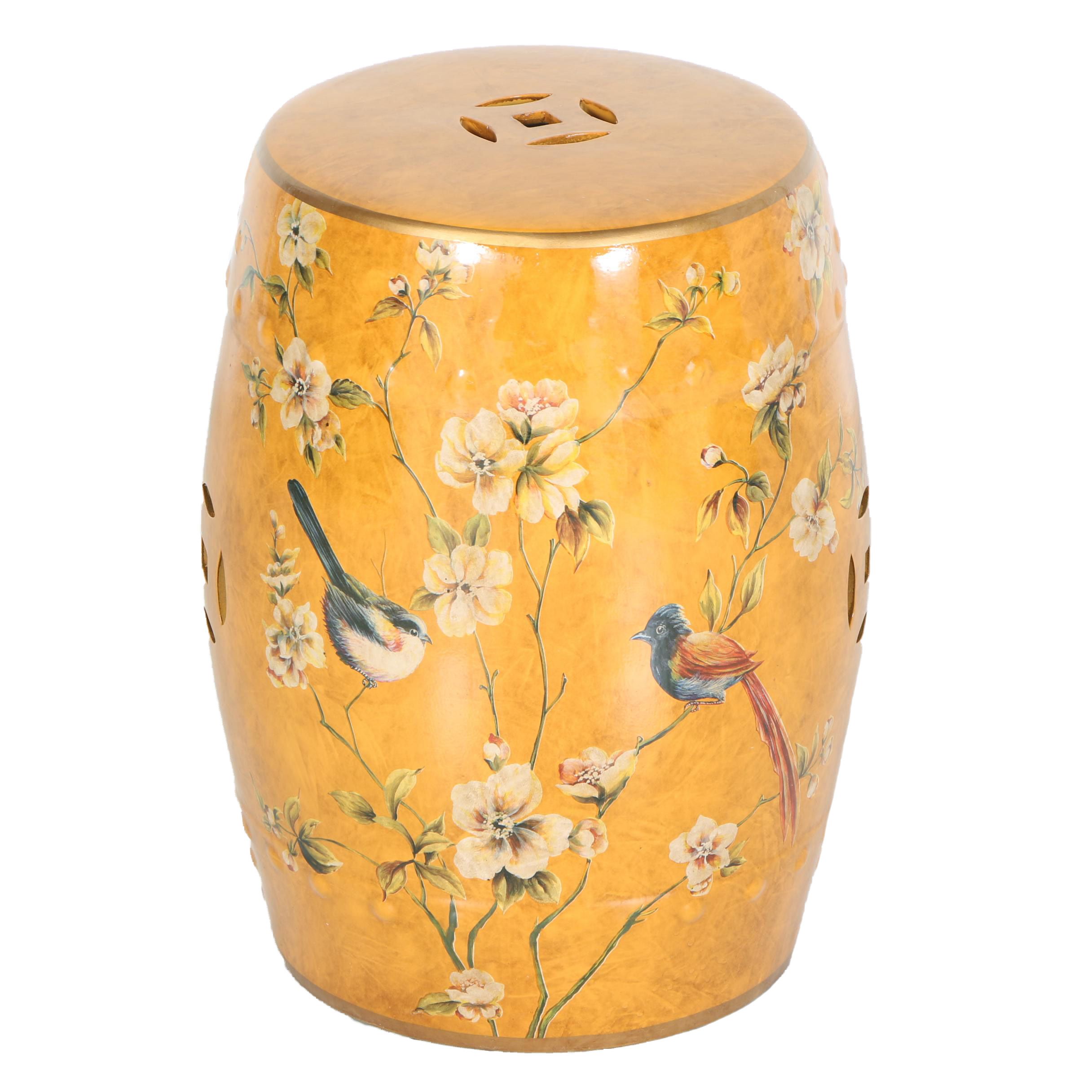 Chinese Orange Ceramic Garden Stool