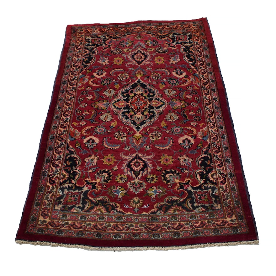 Hand-Knotted Persian Kashan Area Rug