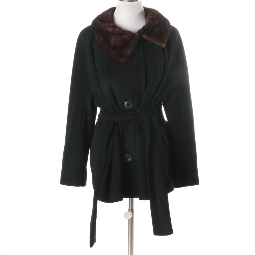 Women's Vintage Brentshire Cashmere Coat with Mink Fur Collar