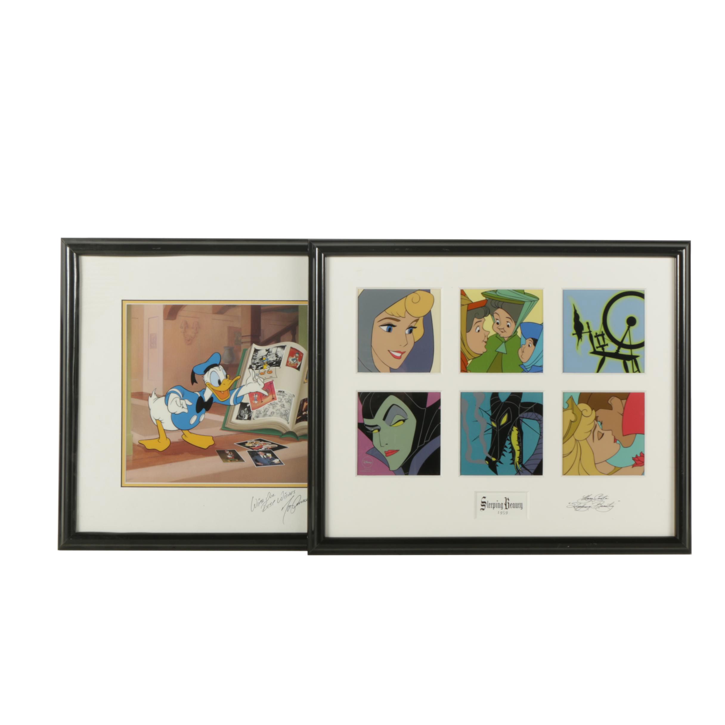 Limited Edition Disney Animation Cels Featuring Donald Duck and Sleeping Beauty