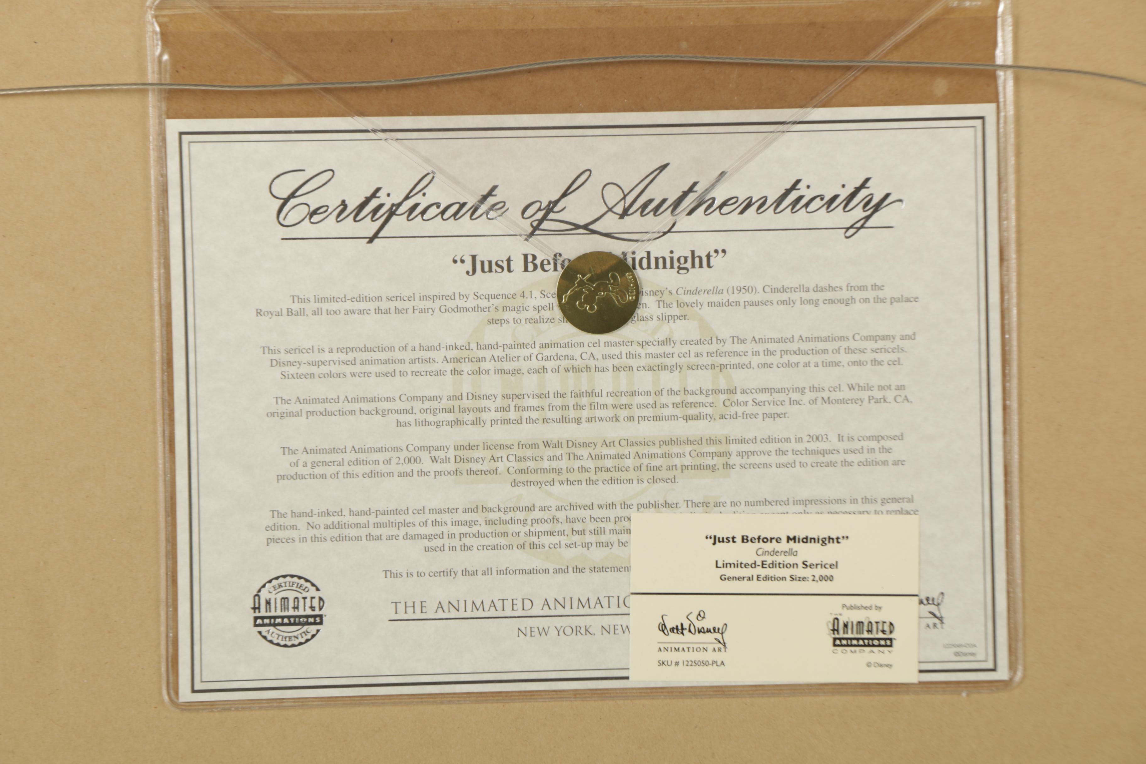 Limited Edition Animation Cel from Disney's "Cinderella"