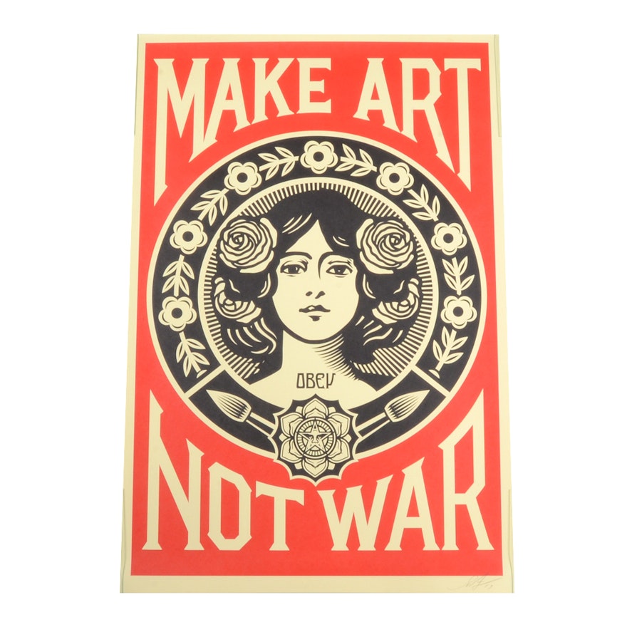 Shepard Fairey 2017 "Make Art Not War" Lithograph
