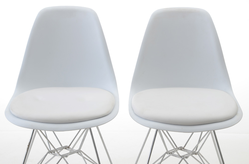 Pair of Eames Style Eiffel Base Side Chairs