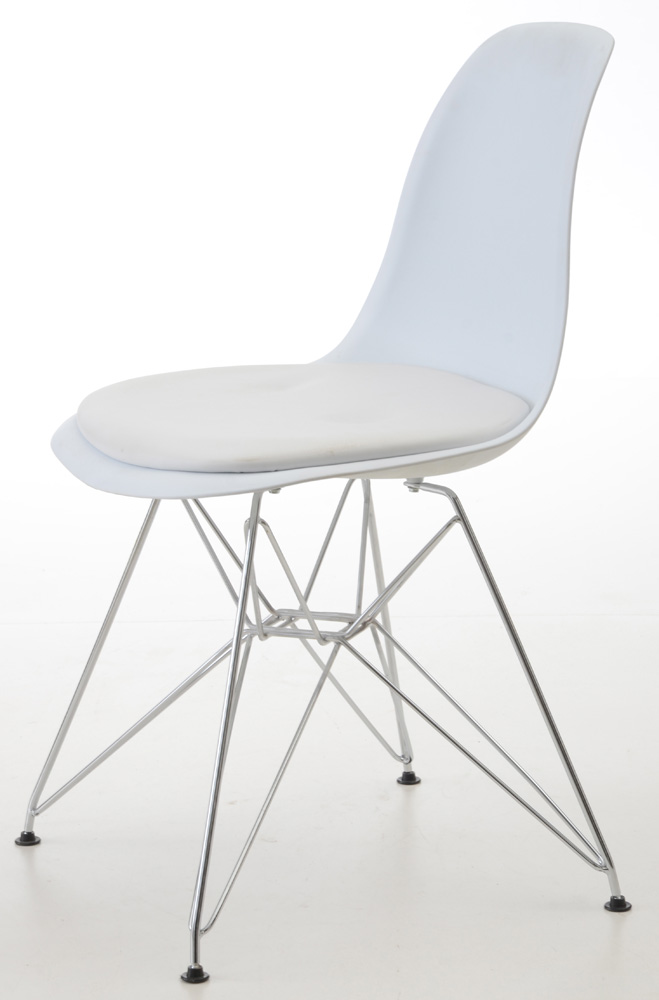 Pair of Eames Style Eiffel Base Side Chairs