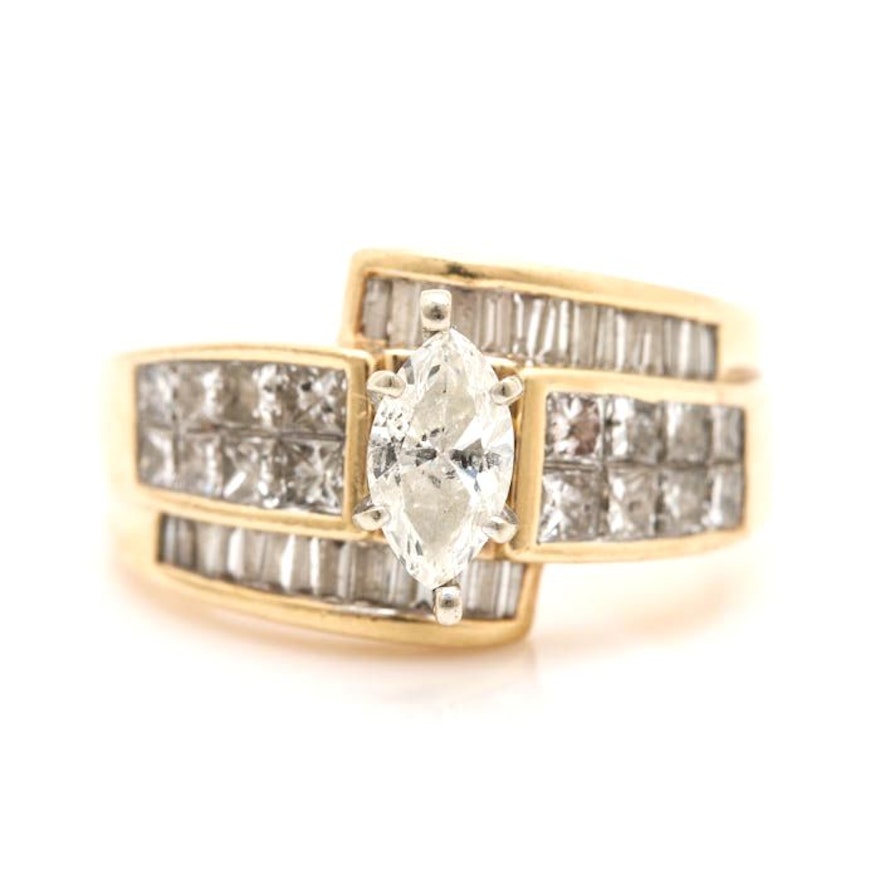 14K Yellow Gold 1.69 CTW Diamond Ring