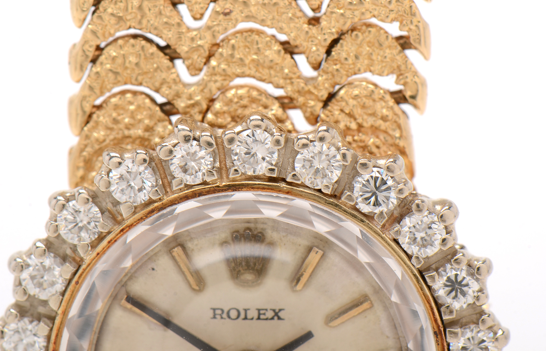 1960s Rolex 14K Yellow Gold and Diamond Bezel Watch