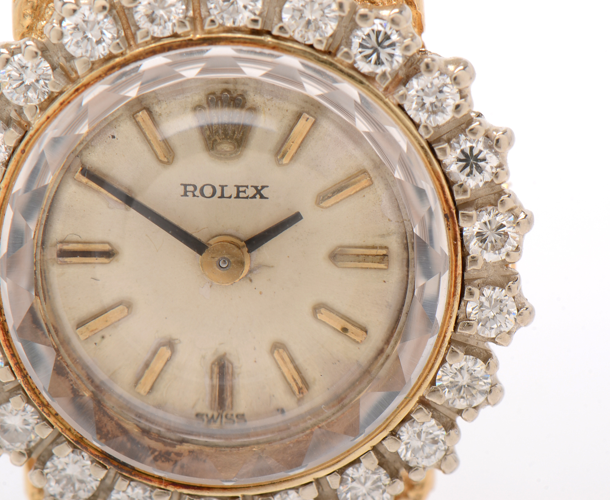 1960s Rolex 14K Yellow Gold and Diamond Bezel Watch