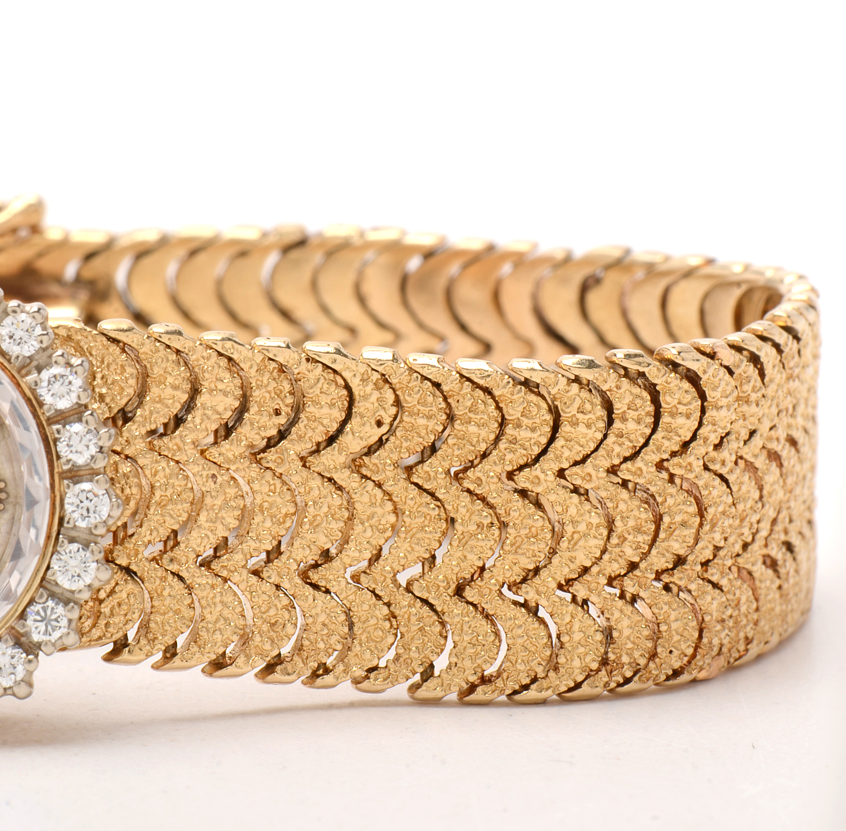 1960s Rolex 14K Yellow Gold and Diamond Bezel Watch