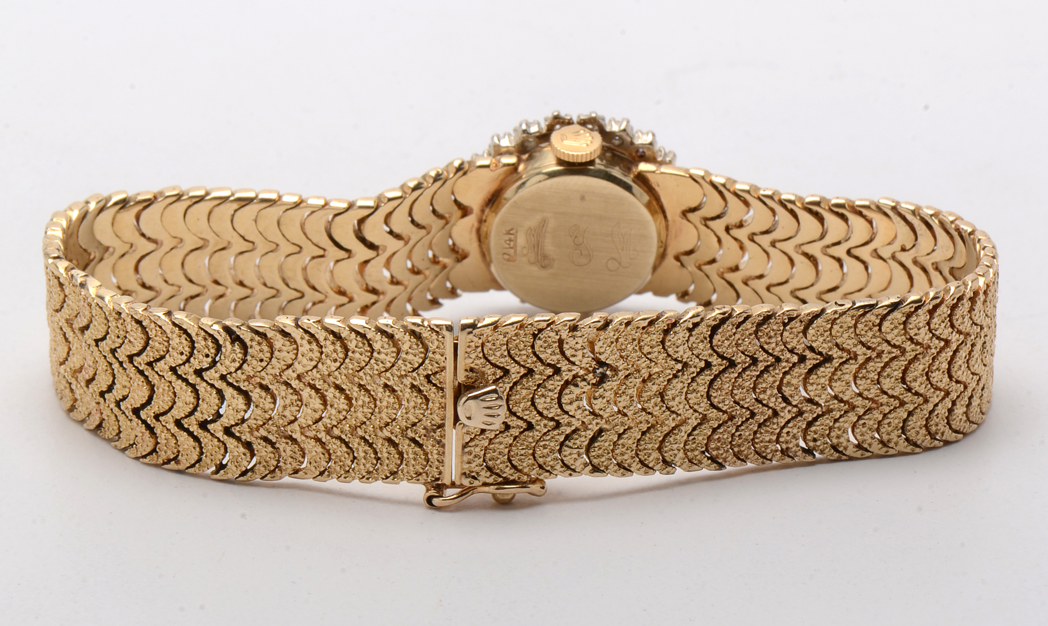 1960s Rolex 14K Yellow Gold and Diamond Bezel Watch