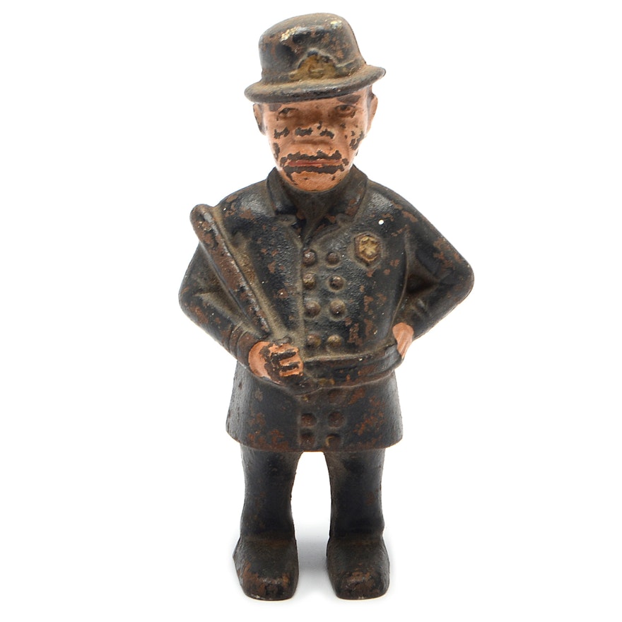 Antique Cast Iron Policeman Character Still Bank