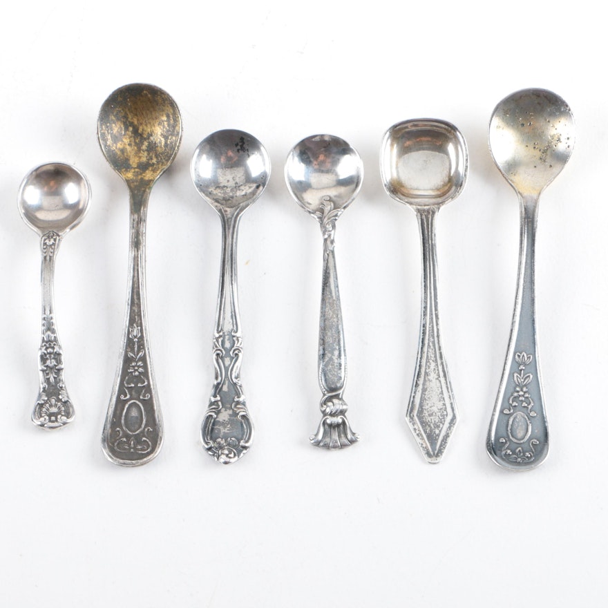 Sterling Silver and Russian Silver-Plated Salt Spoons
