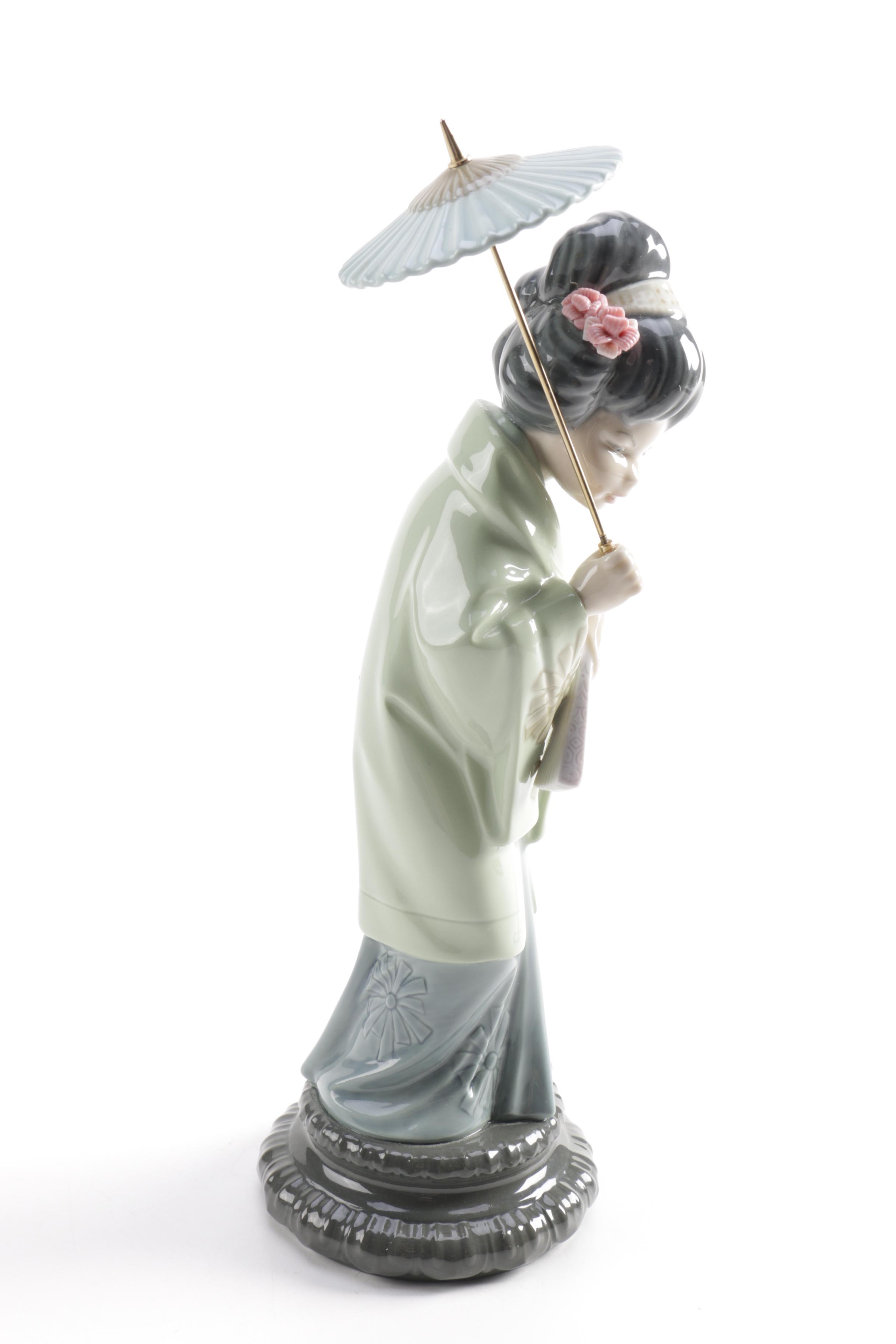 Lladró "Japanese with Parasol" Porcelain Figurine