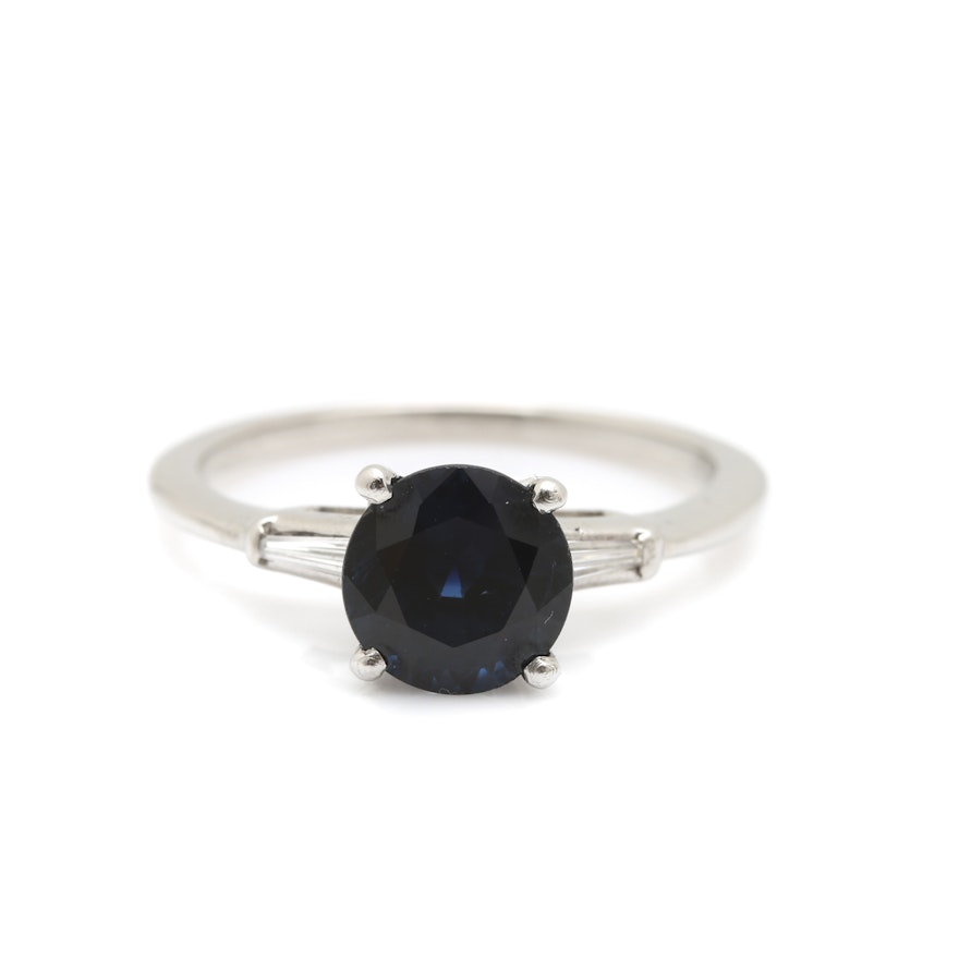 Platinum 1.54 CT Sapphire and Diamond Ring