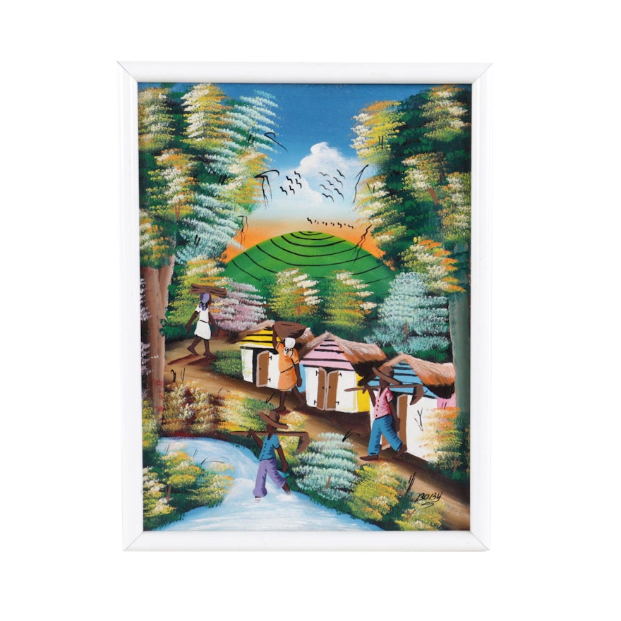 Boby Oil Painting on Canvas of a Village Scene