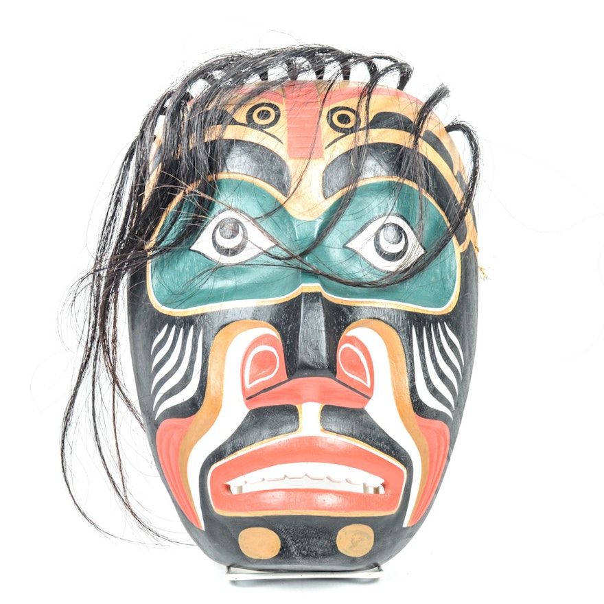 Hand-Carved Indonesian Wood Folk Art Mask