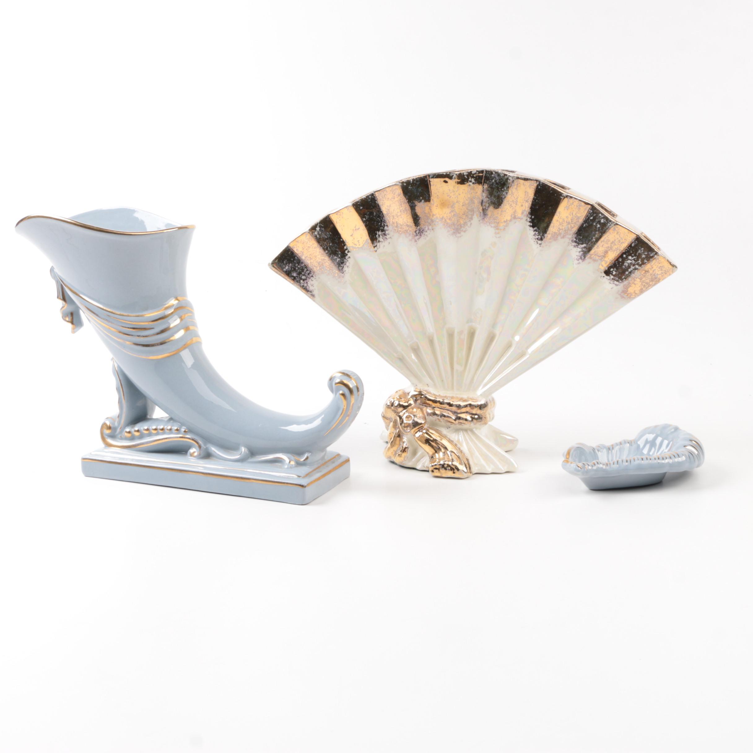 Ceramic Vintage Vases and Small Dish