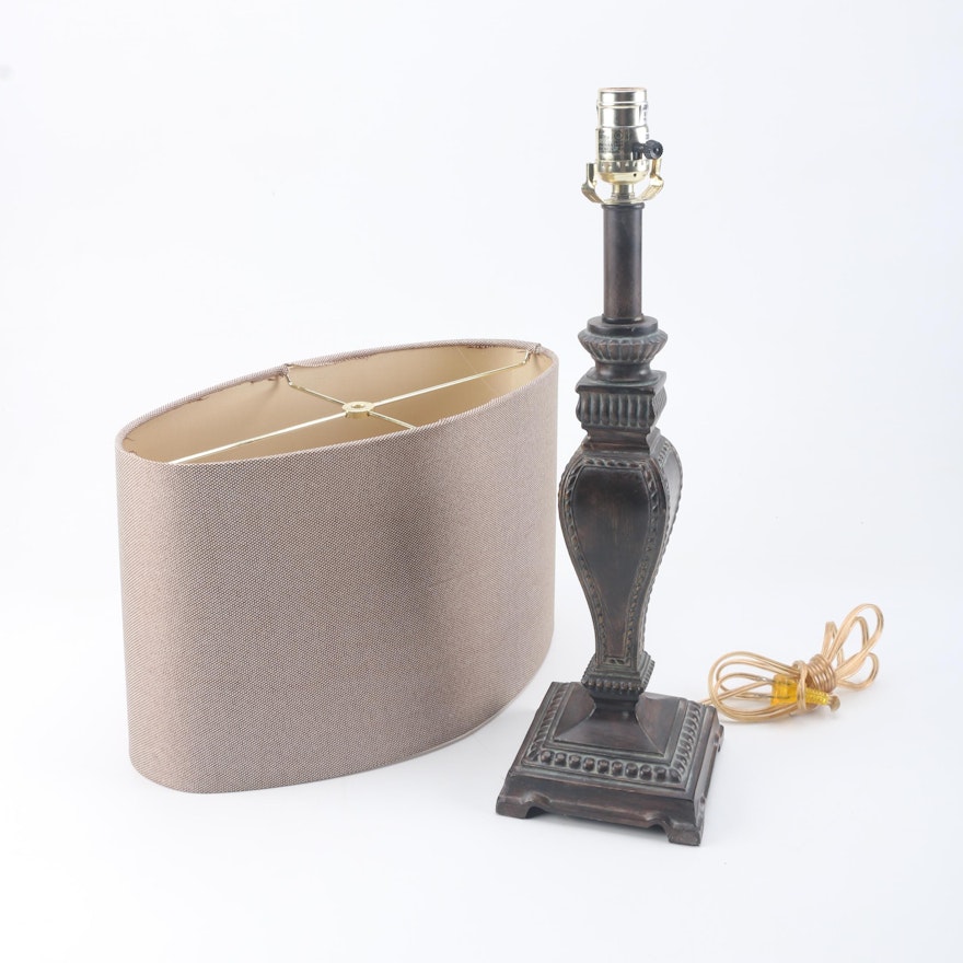 Traditional-Style Table Lamp with Oblong Shade