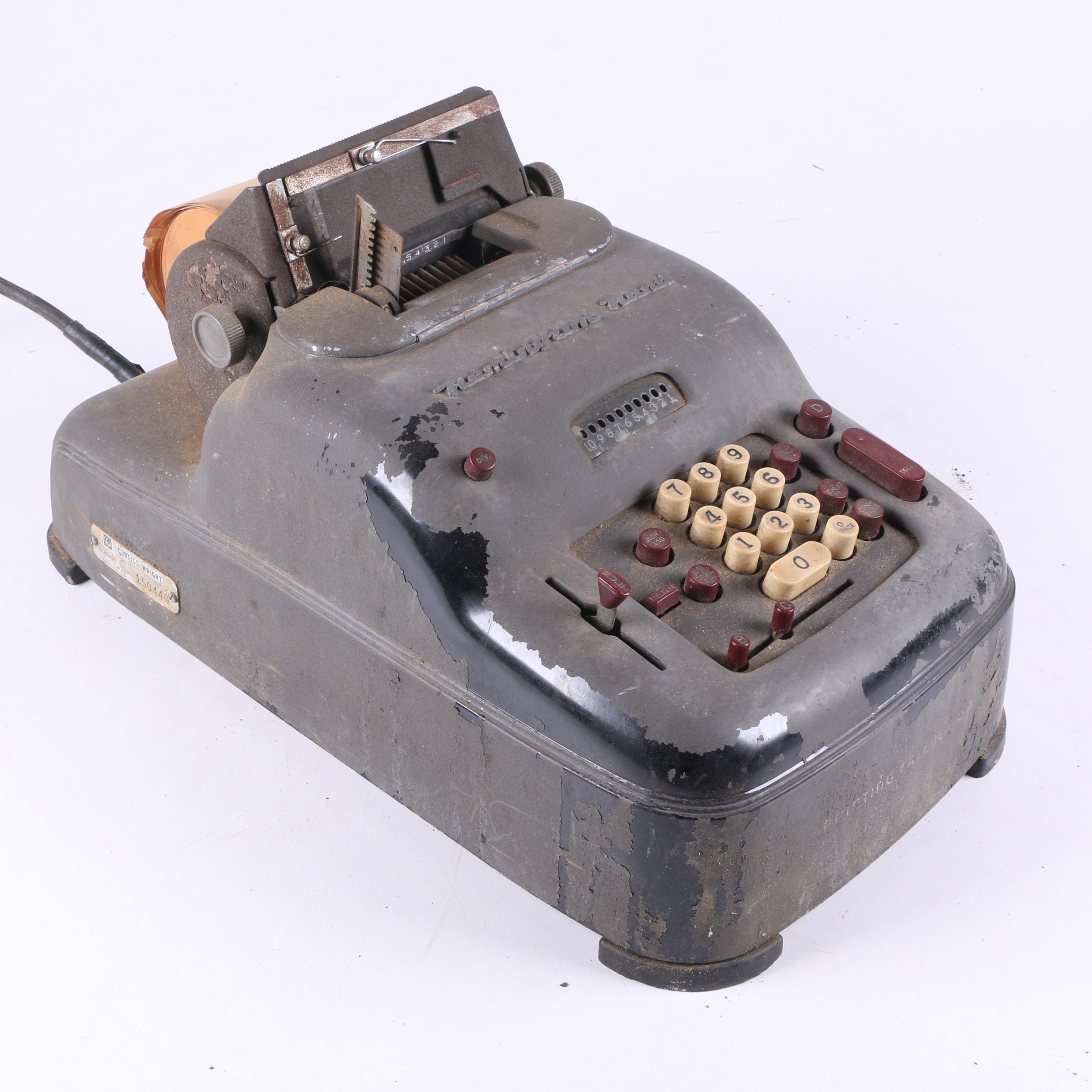 Vintage Remington Rand Adding Machine with Curtiss-Wright Industrial Tags