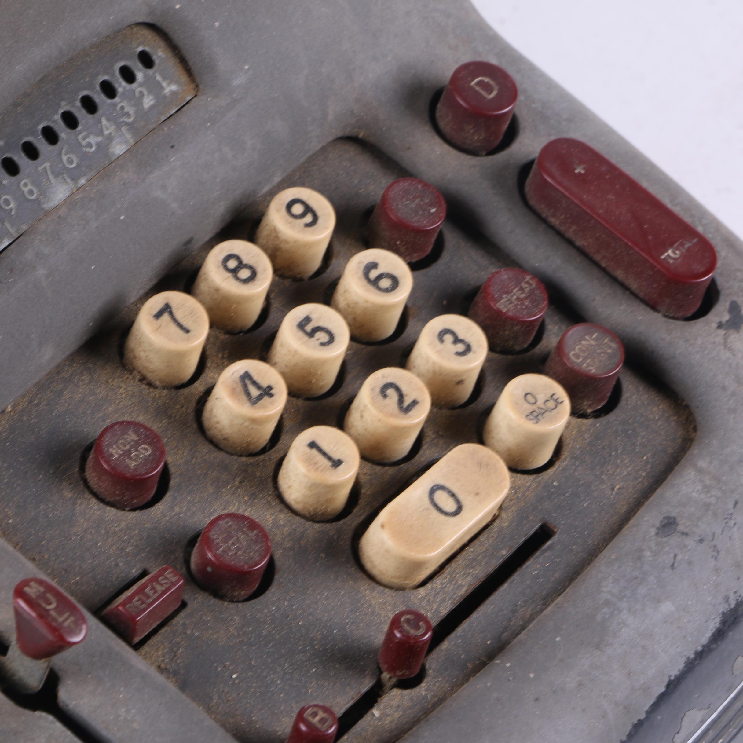 Vintage Remington Rand Adding Machine with Curtiss-Wright Industrial Tags
