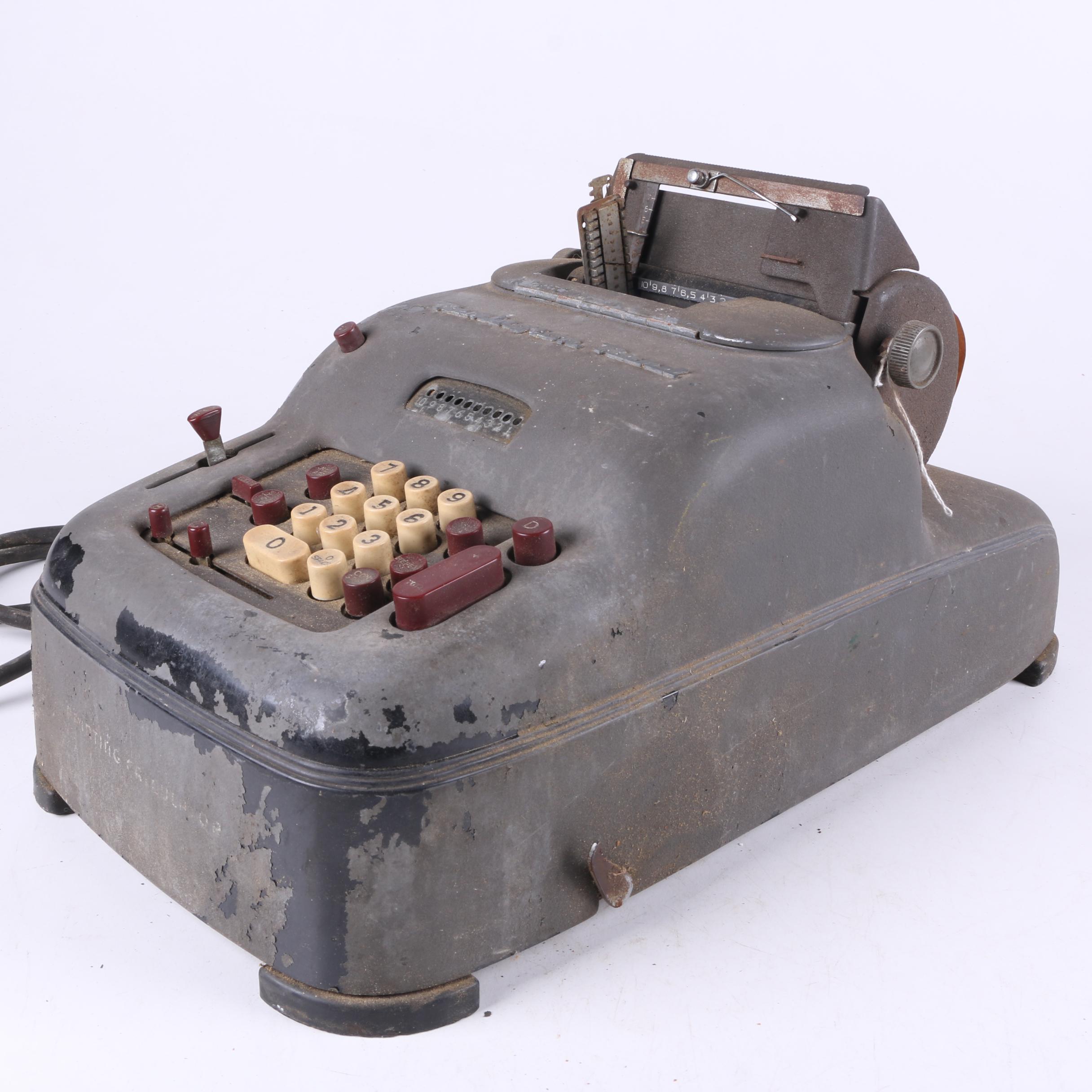 Vintage Remington Rand Adding Machine with Curtiss-Wright Industrial Tags