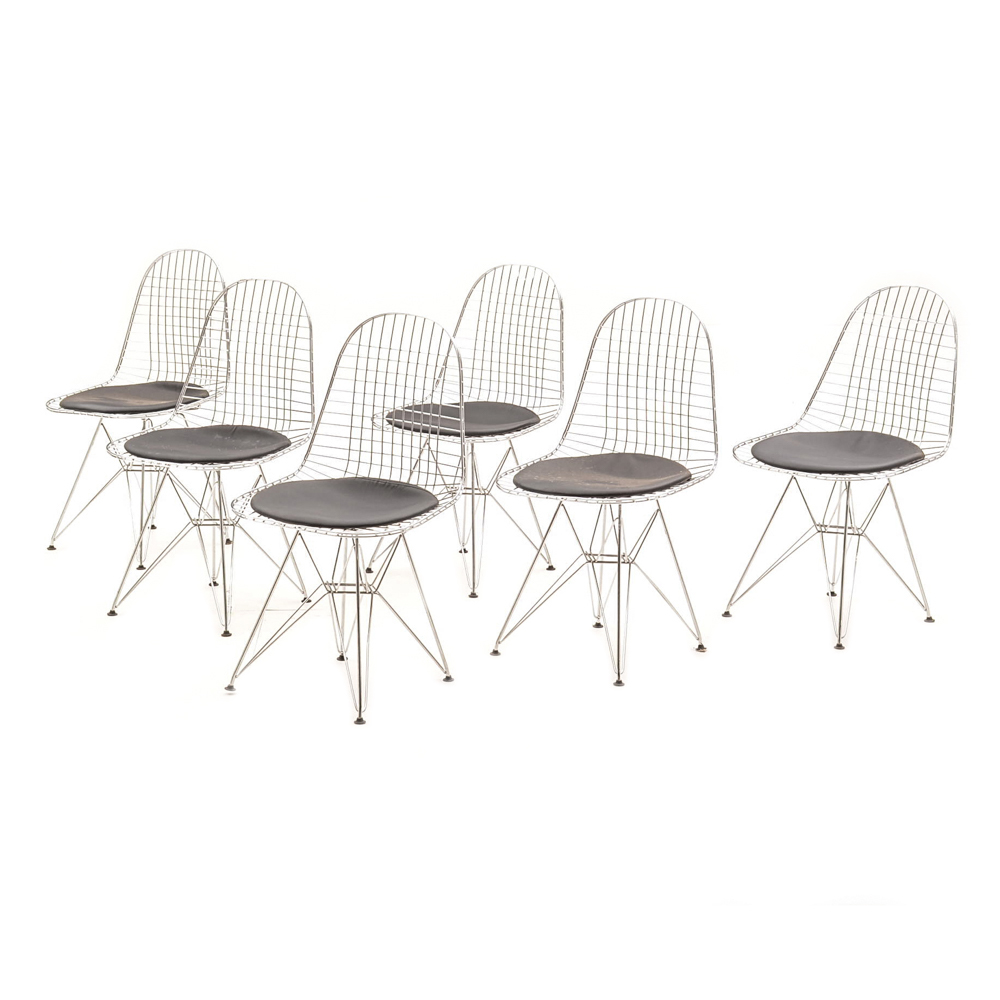 Six Bertoia Style Dining Chairs