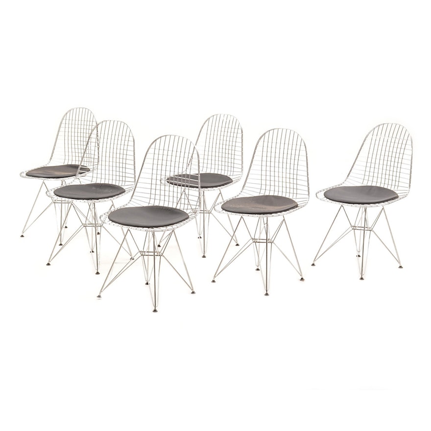 Six Bertoia Style Dining Chairs