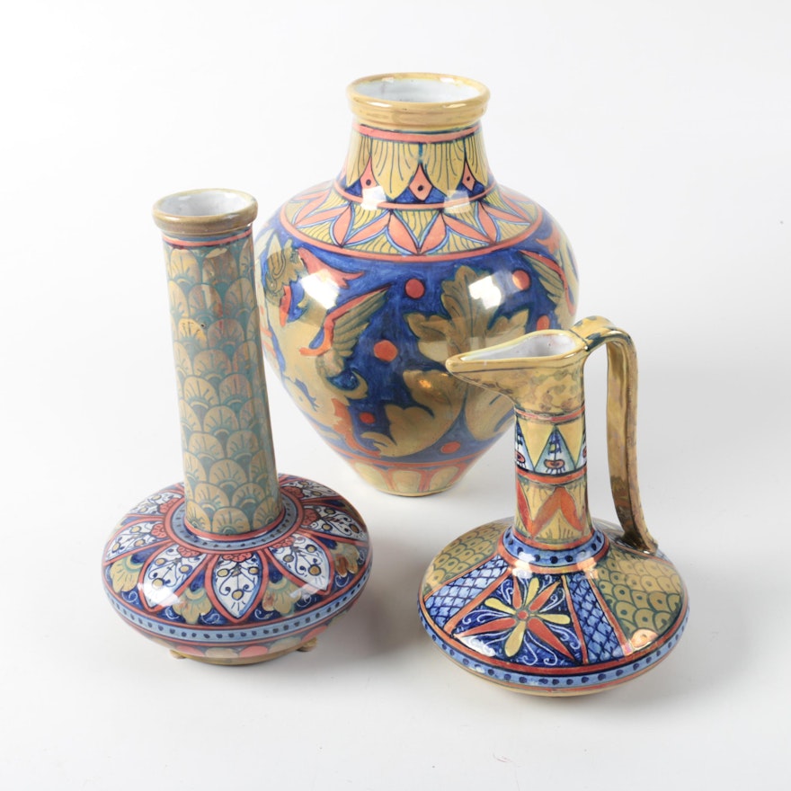 Colorful Hand-Painted Italian Ceramic Vases