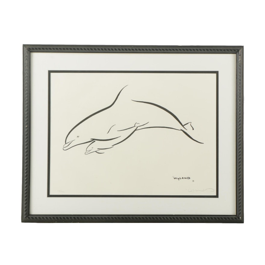 Robert Wyland Limited Edition Serigraph of Dolphin with Calf