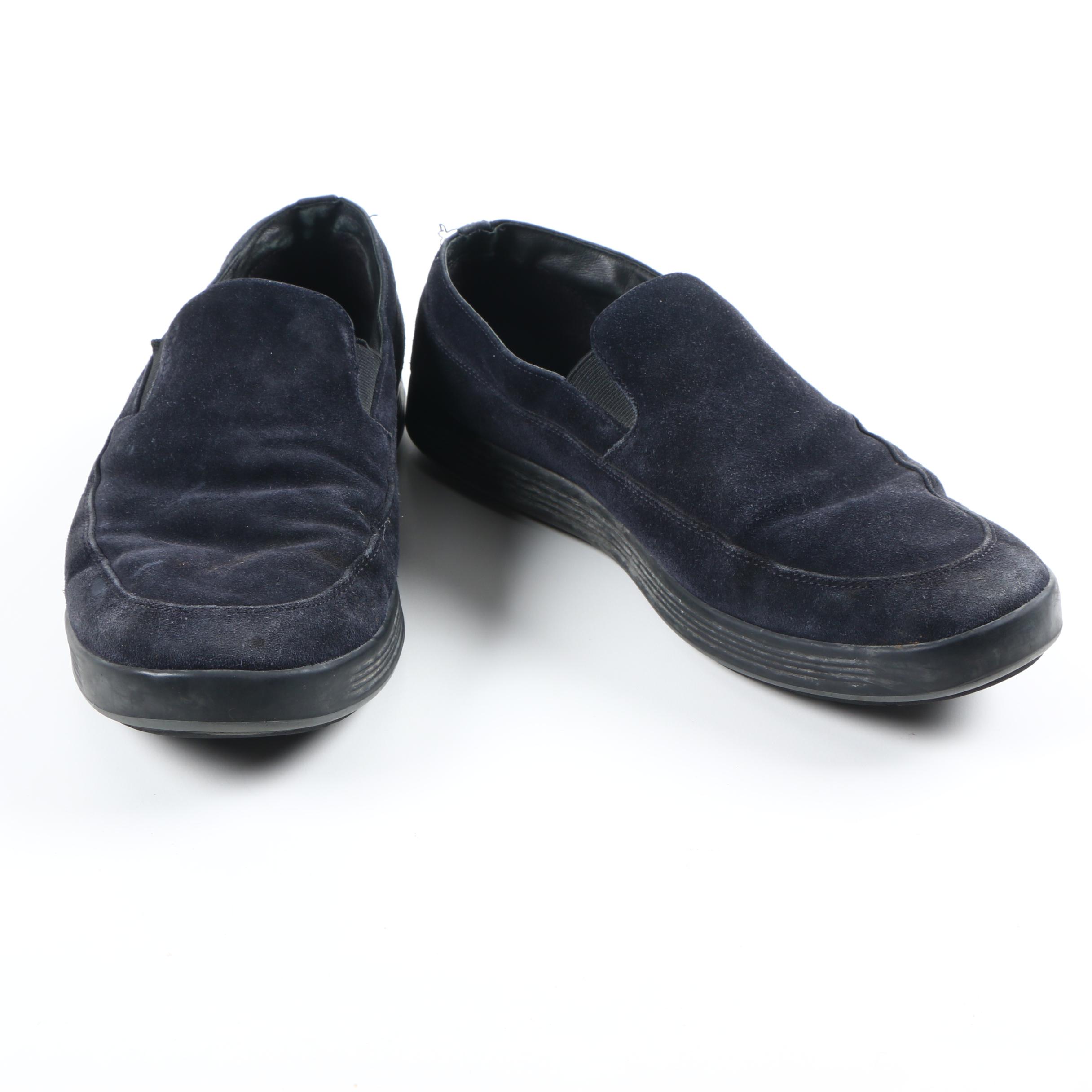 Prada Black Suede Slip-On Shoes