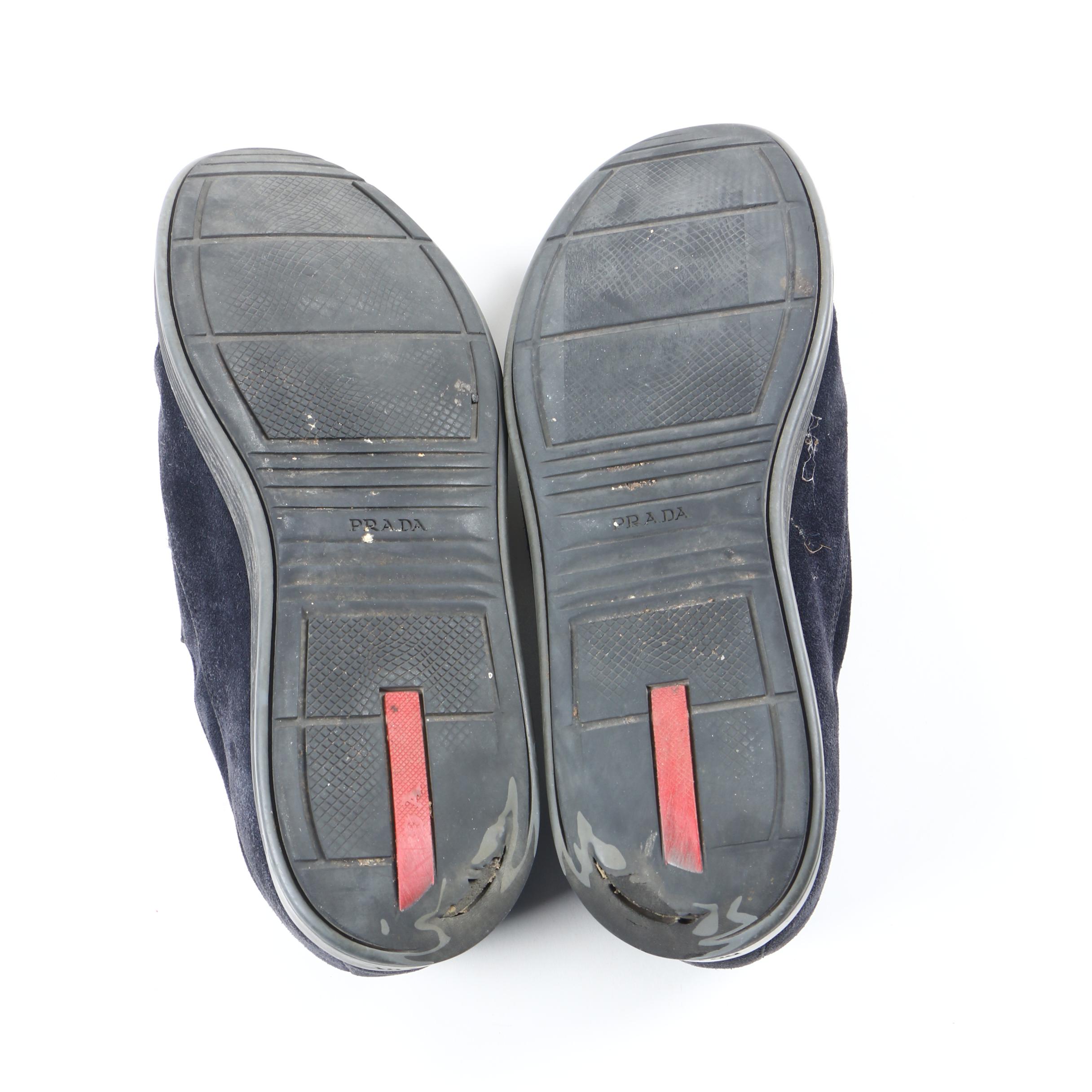 Prada Black Suede Slip-On Shoes