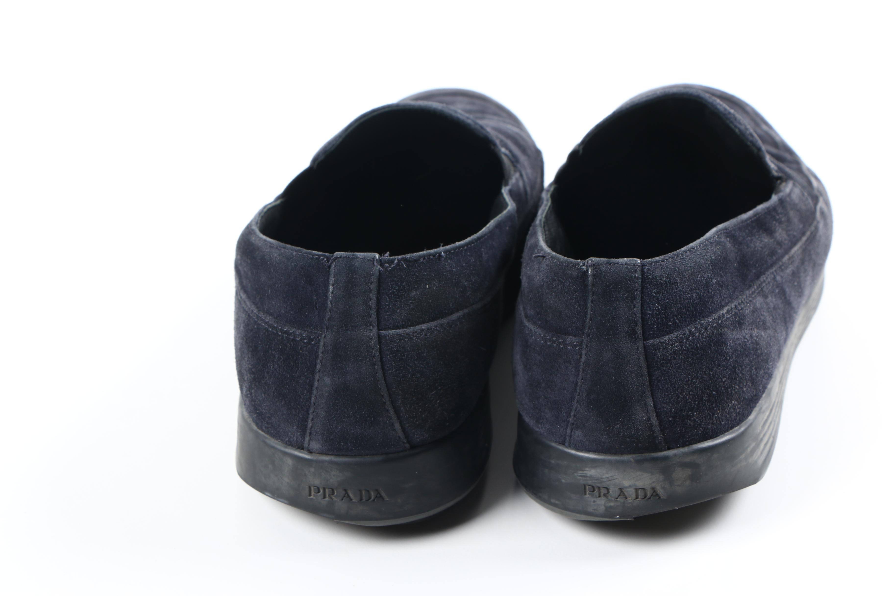 Prada Black Suede Slip-On Shoes