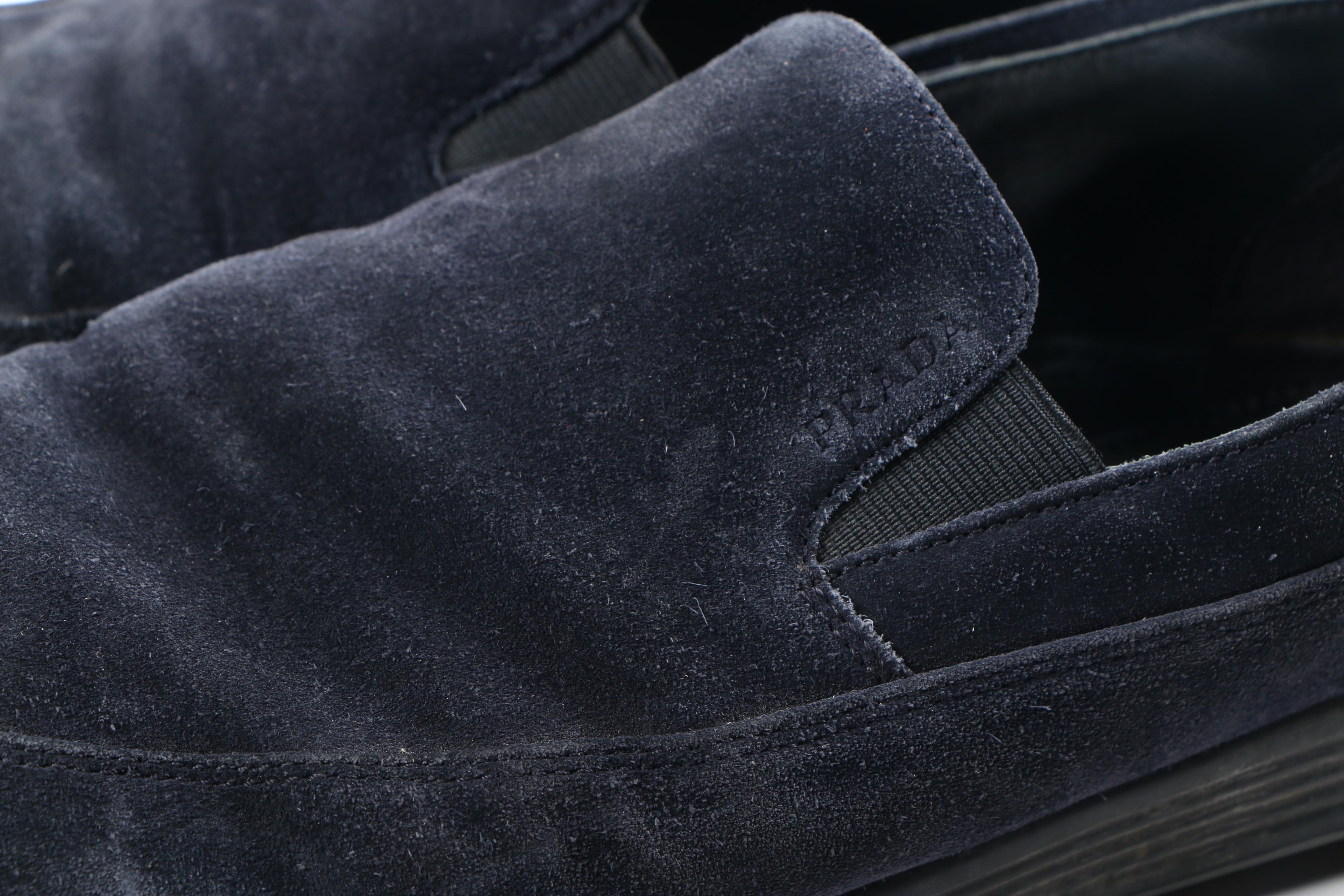 Prada Black Suede Slip-On Shoes