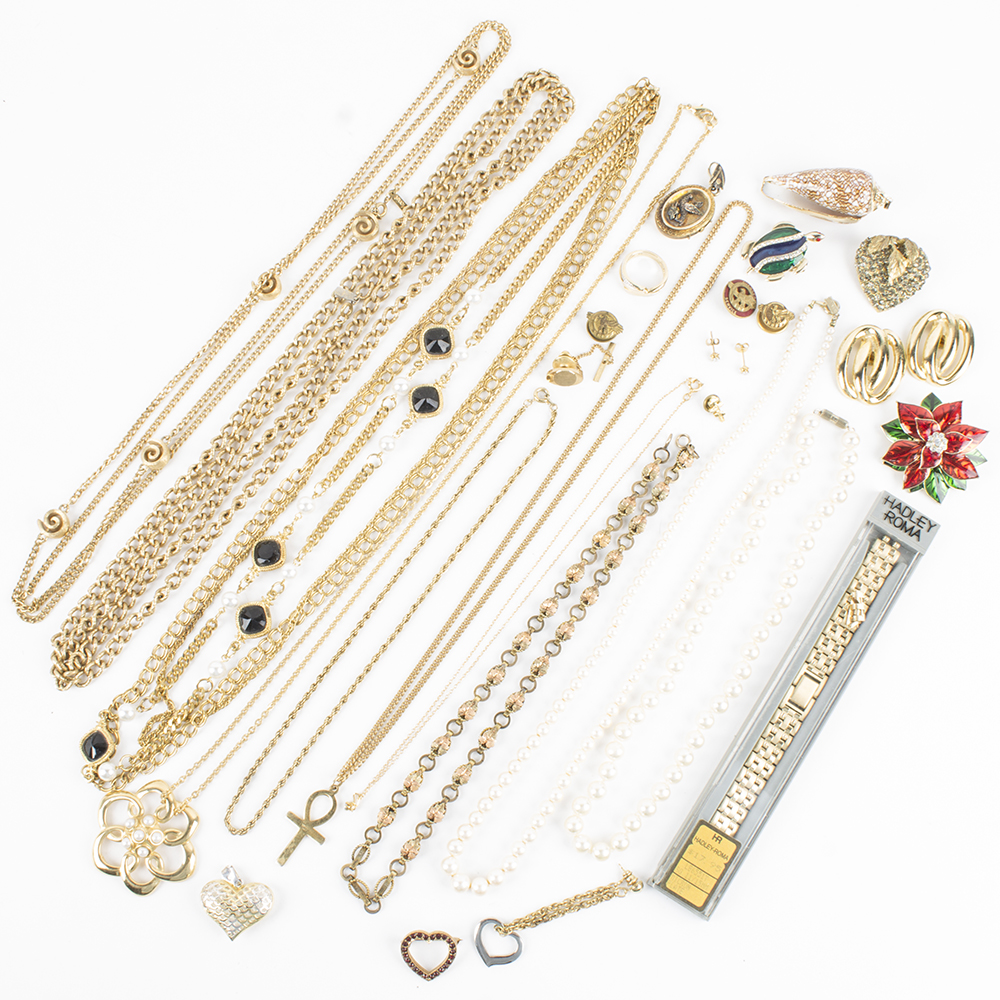 Costume Jewelry with Enamel Silver and Gold Tone Finish