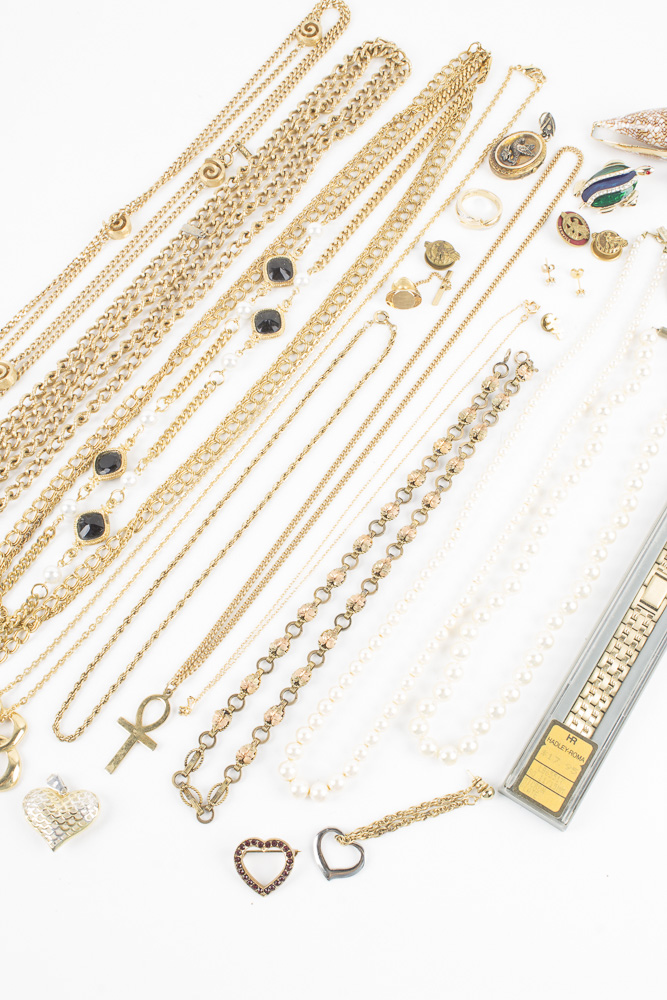 Costume Jewelry with Enamel Silver and Gold Tone Finish