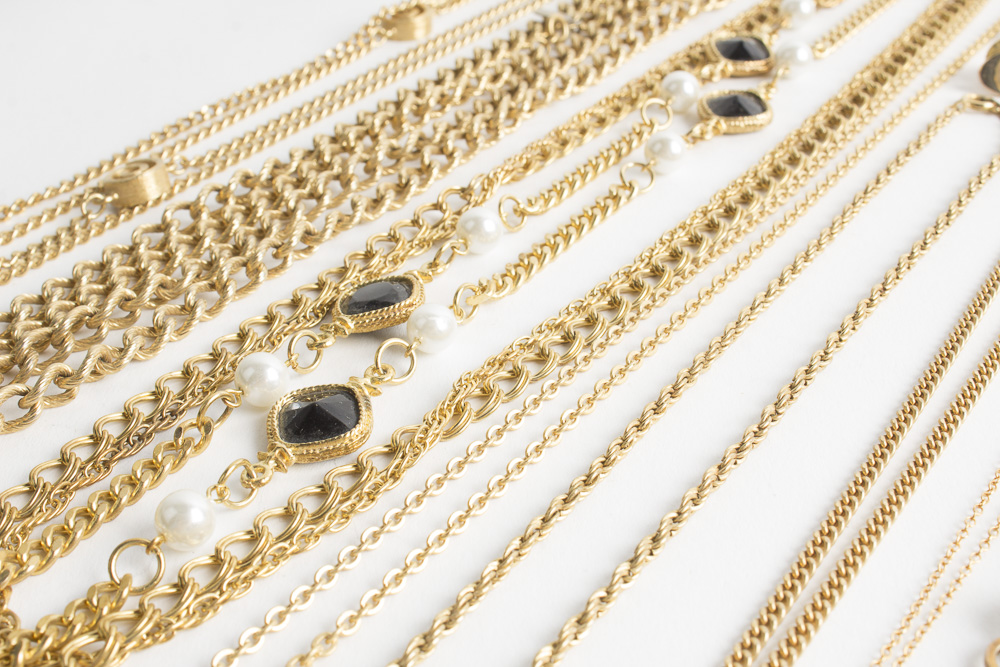 Costume Jewelry with Enamel Silver and Gold Tone Finish