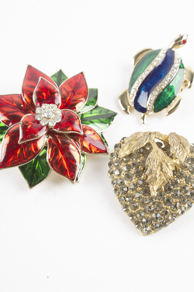 Costume Jewelry with Enamel Silver and Gold Tone Finish