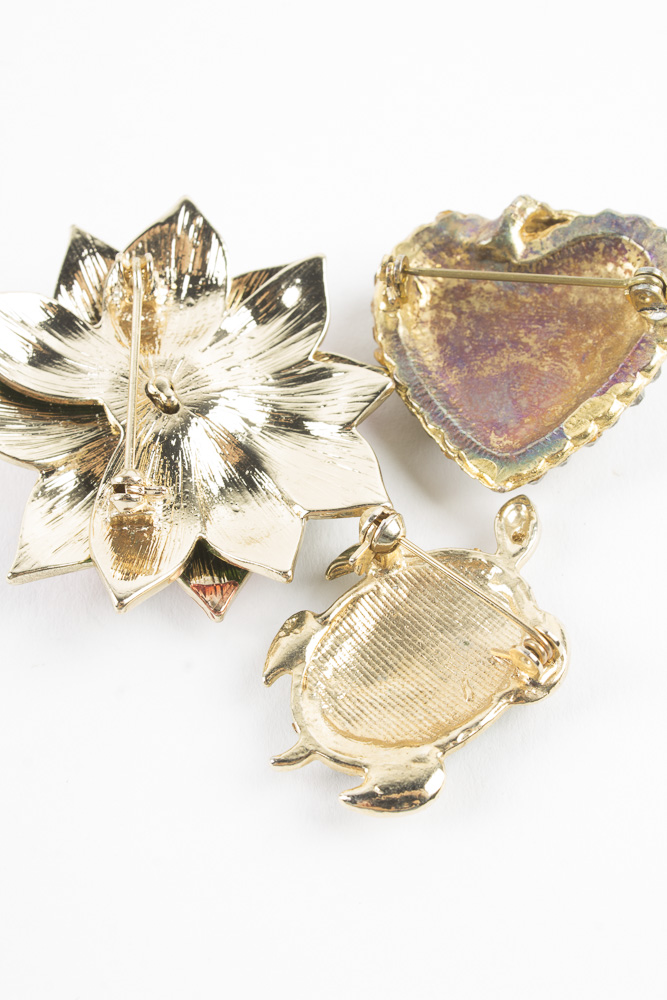 Costume Jewelry with Enamel Silver and Gold Tone Finish