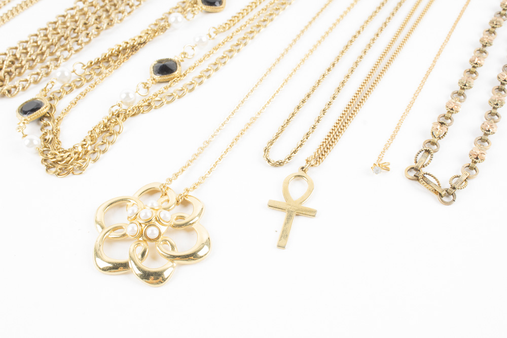 Costume Jewelry with Enamel Silver and Gold Tone Finish