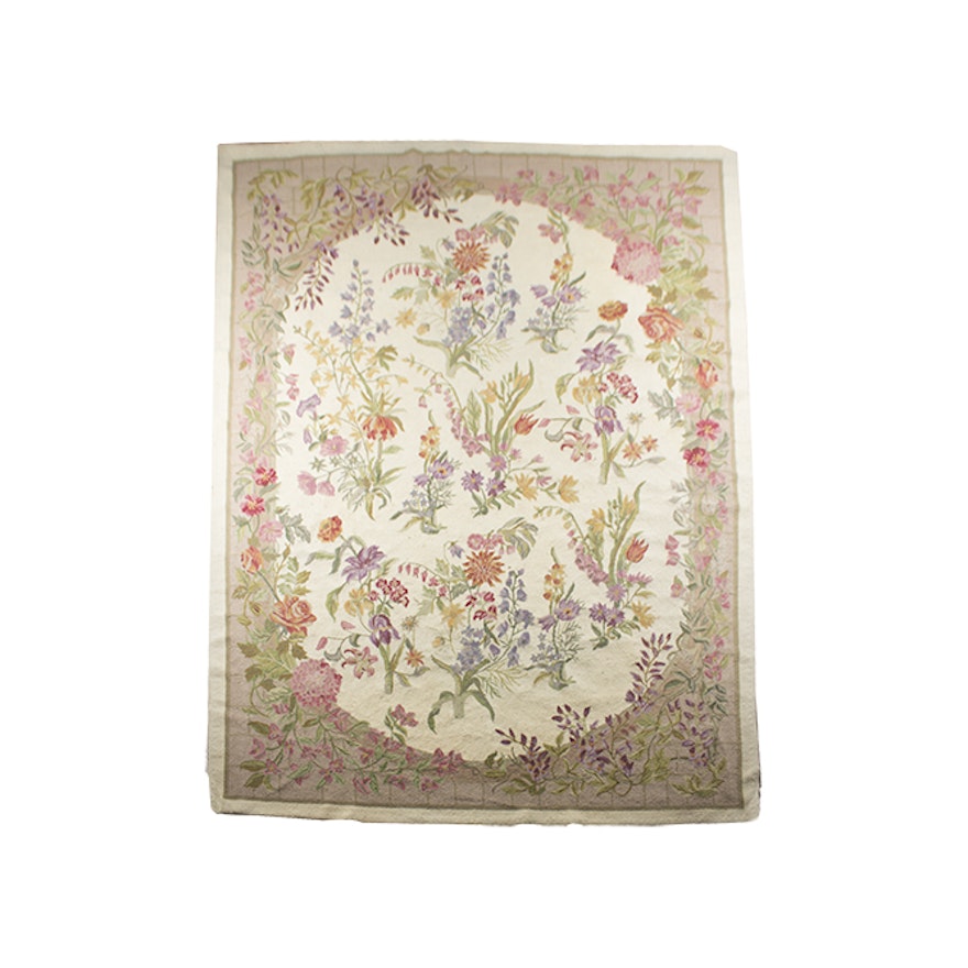 Hand Hooked Floral Wool Area Rug