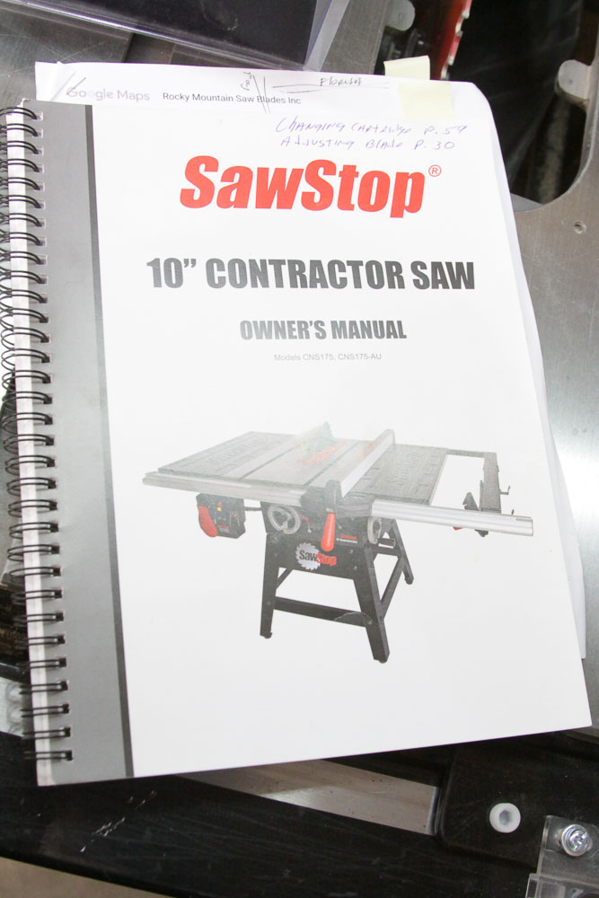 SawStop Contractor Saw and Brake Cartridge