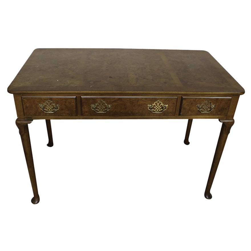 Queen Anne Style Burled Walnut Desk from Baker Furniture