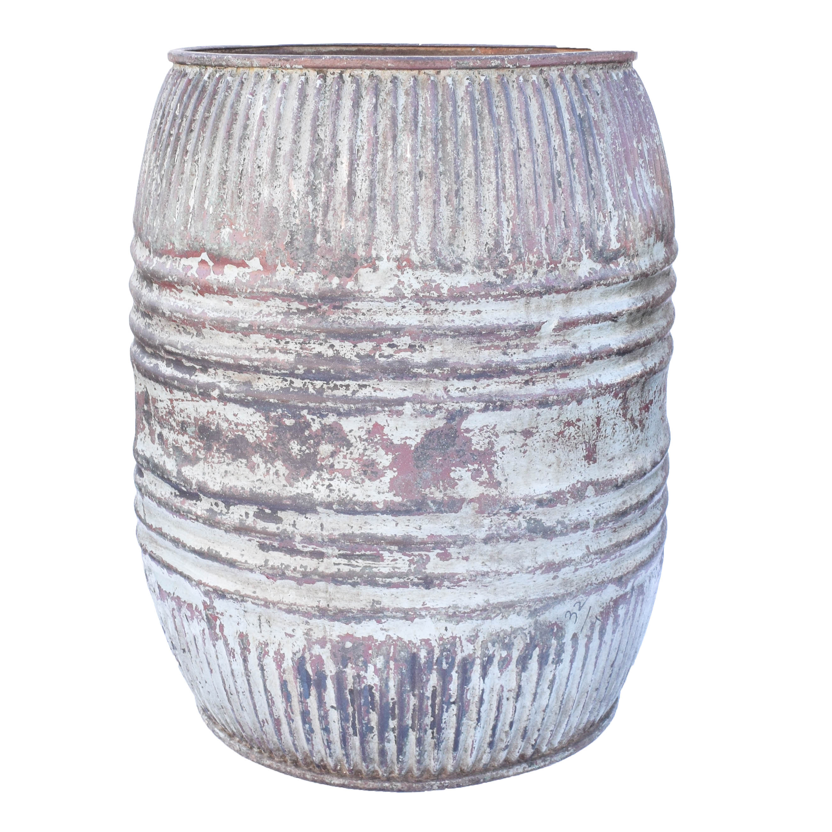 Contemporary Galvanized Metal Barrel