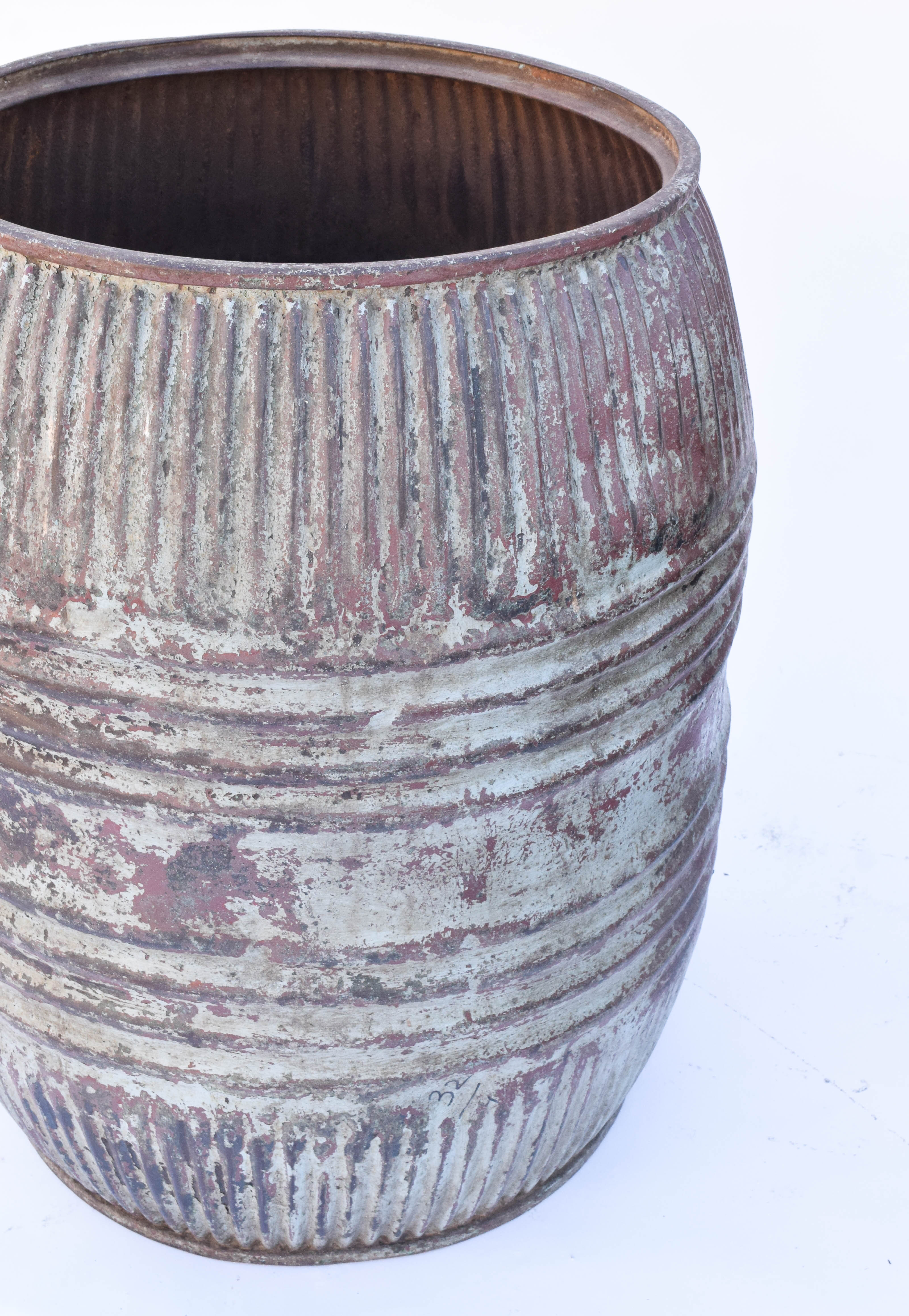 Contemporary Galvanized Metal Barrel