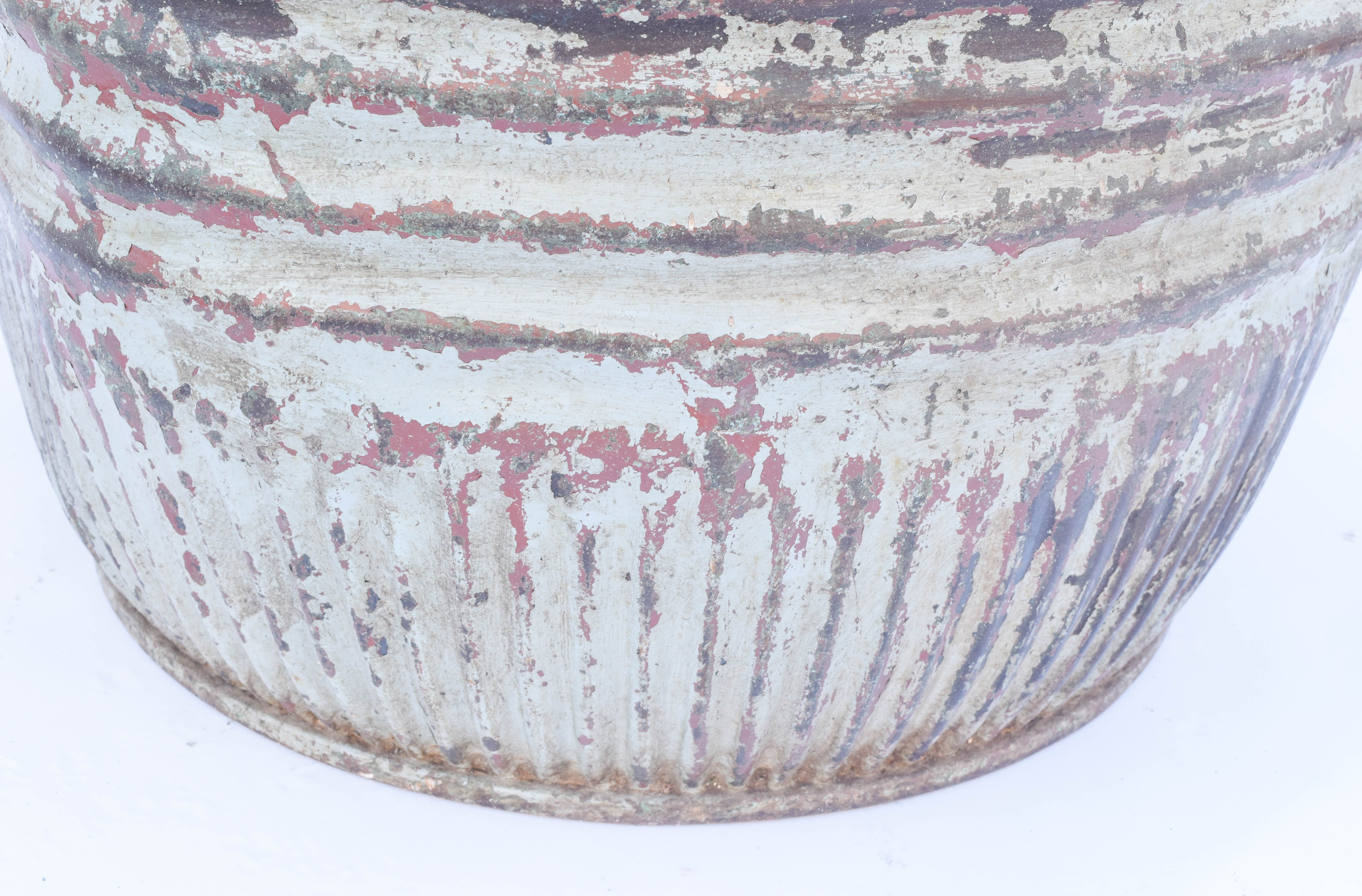 Contemporary Galvanized Metal Barrel