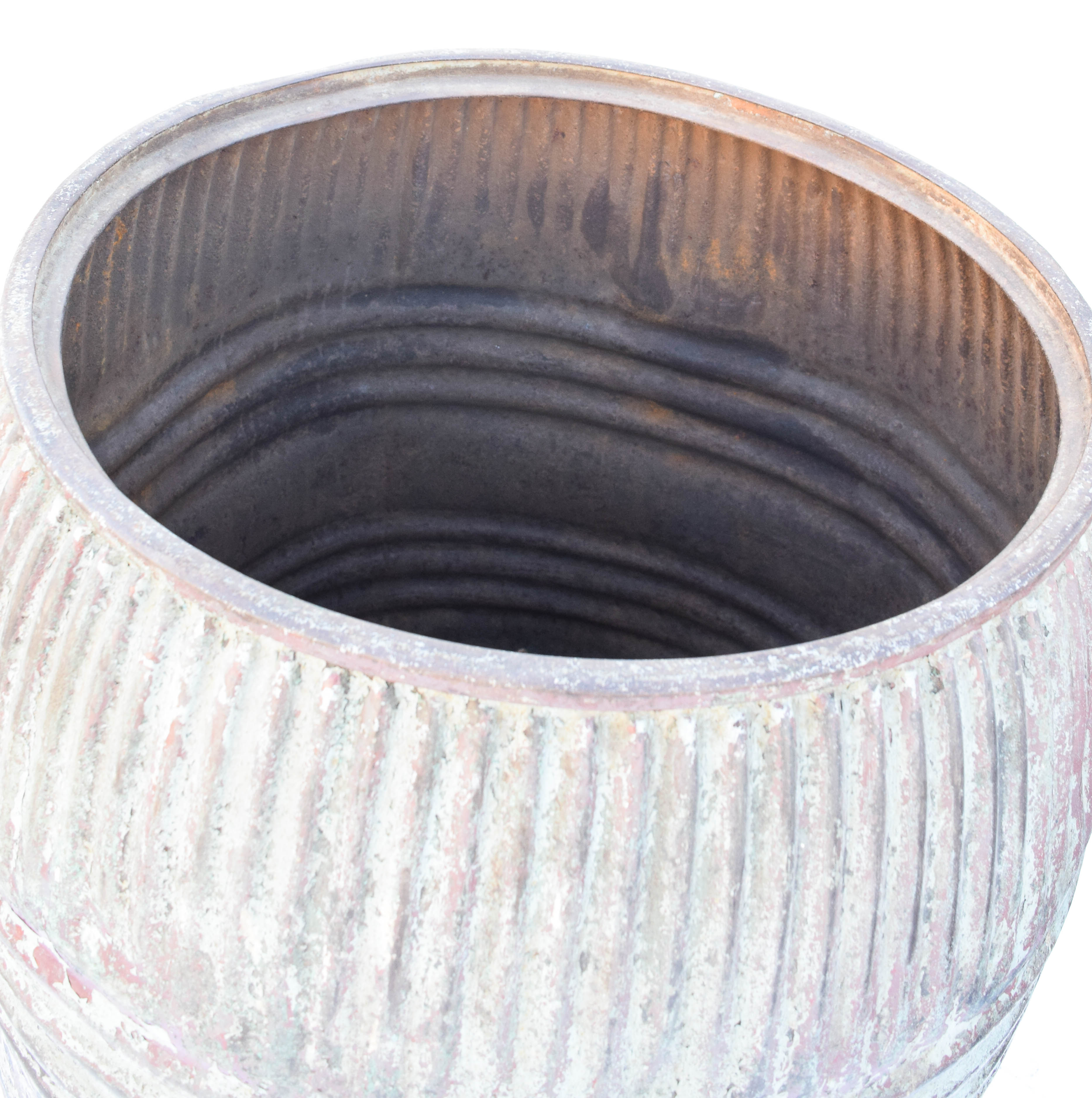 Contemporary Galvanized Metal Barrel