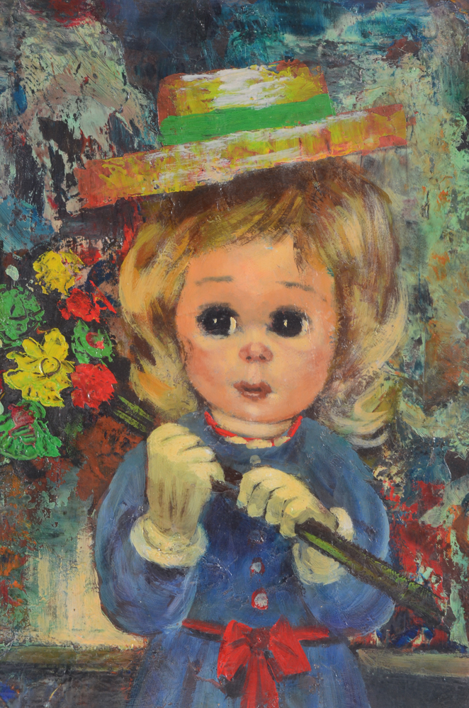 Abruzzi Signed Original Oil Painting "Girl with Flowers"